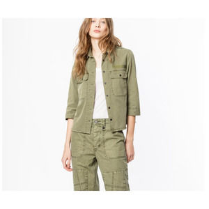 Zadig and Voltaire Toast Mili Green Military Shacket Shirt Size XS